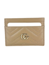 Gucci Beige GG Matelasse Chevron Marmont Card Case