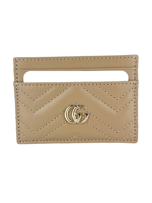 Gucci Beige GG Matelasse Chevron Marmont Card Case