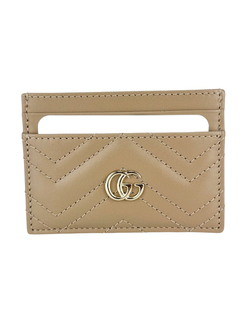 Gucci Beige GG Matelasse Chevron Marmont Card Case