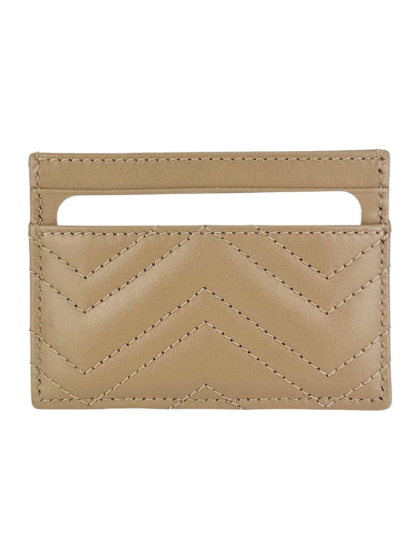 Gucci Beige GG Matelasse Chevron Marmont Card Case