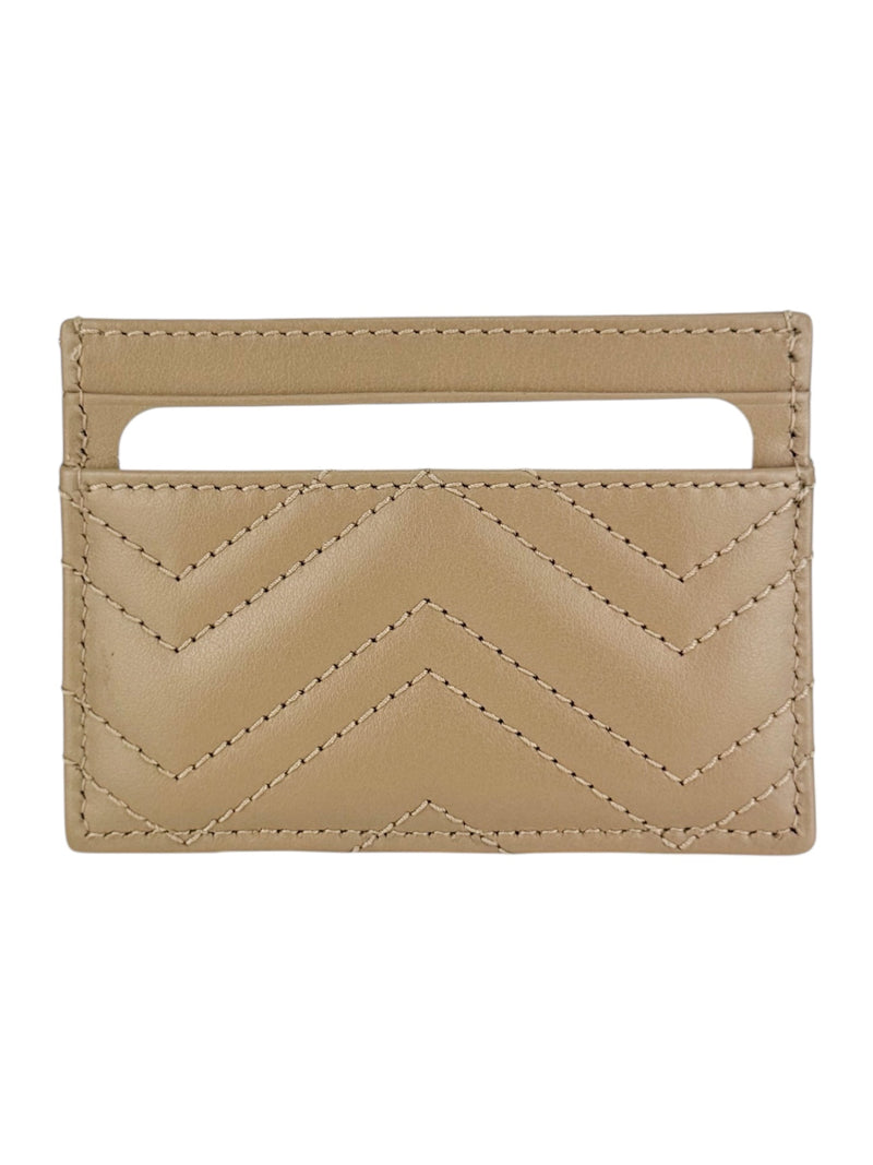 Gucci Beige GG Matelasse Chevron Marmont Card Case