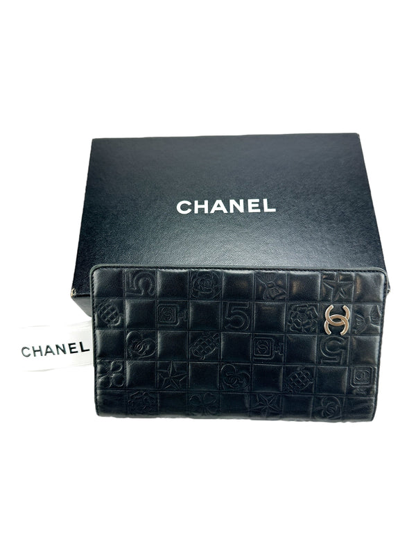 Chanel Black Icon Line Coco Bifold Wallet (Full Set)