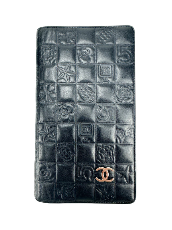 Chanel Black Icon Line Coco Bifold Wallet (Full Set)