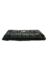 Prada Black Leather Gathered Pouch