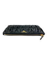 Prada Black Leather Gathered Pouch