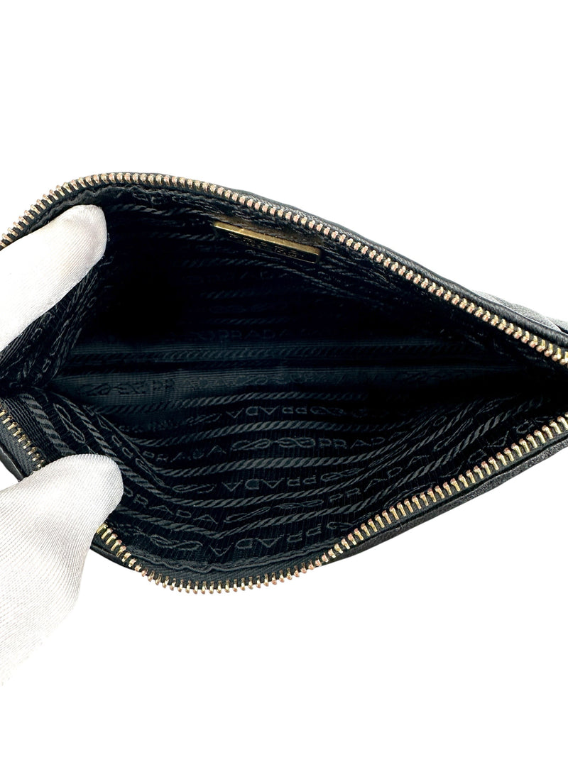Prada Black Leather Gathered Pouch
