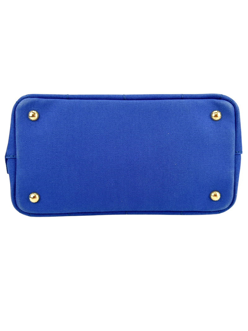 Prada Blue Canapa 2 Way Tote Bag Small
