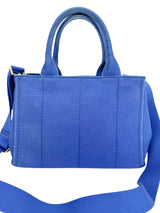 Prada Blue Canapa 2 Way Tote Bag Small