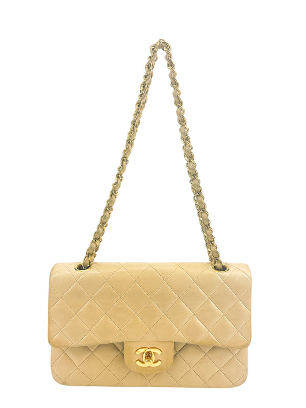 Chanel Vintage Beige Small Lambskin Double Flap
