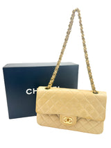 Chanel Vintage Beige Small Lambskin Double Flap
