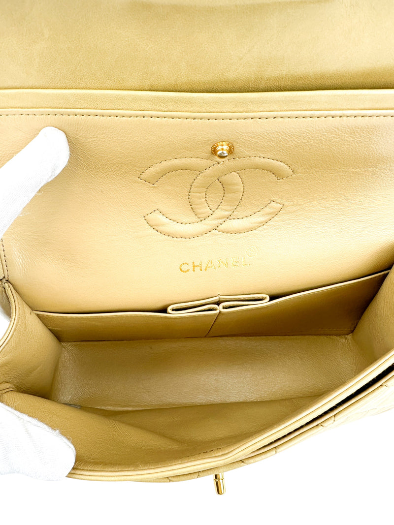 Chanel Vintage Beige Small Lambskin Double Flap