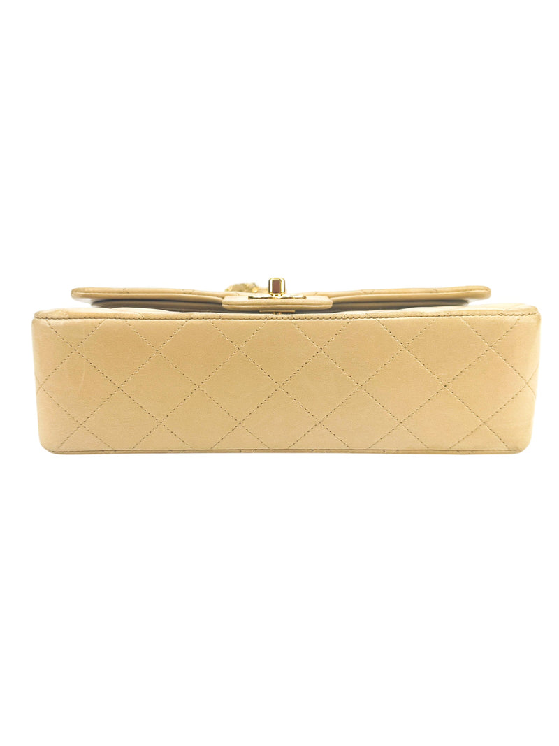 Chanel Vintage Beige Small Lambskin Double Flap
