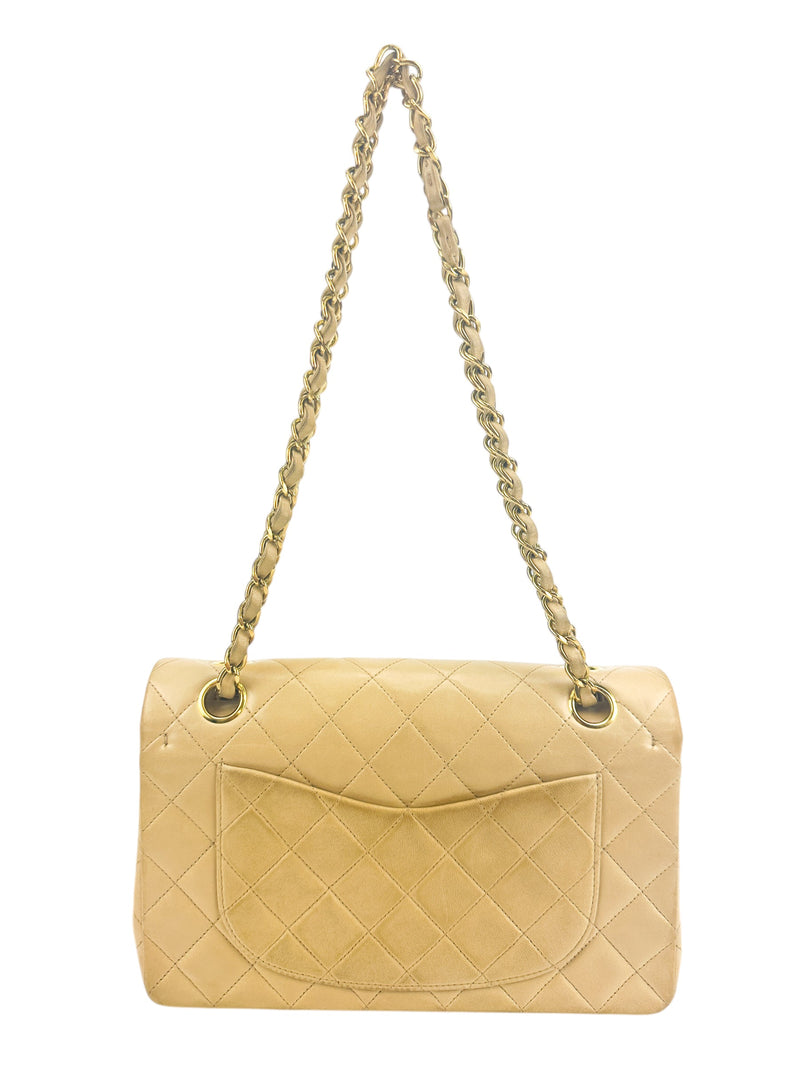 Chanel Vintage Beige Small Lambskin Double Flap