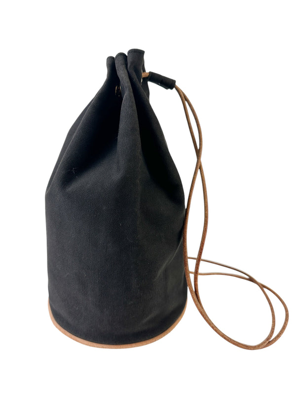 Hermes Black Polochon Canvas Backpack PM