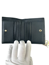 Christian Dior Black Cannage Leather Gardenia Mini Wallet (Full Set)
