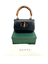 Gucci Vintage Black Bamboo 1947 Top Handle Bag