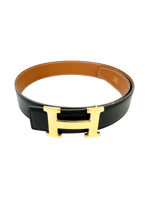 Hermès Black/Tan Reversible Constance Belt 65cm (Full Set)