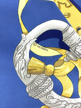 Hermès Blue and Gold Ferronerie Silk Scarf 90cm