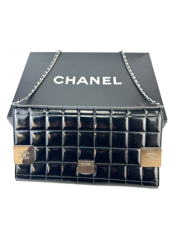 Chanel Black Patent Chocolate Bar Shoulder Bag