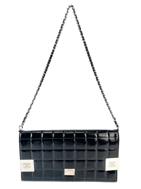 Chanel Black Patent Chocolate Bar Shoulder Bag