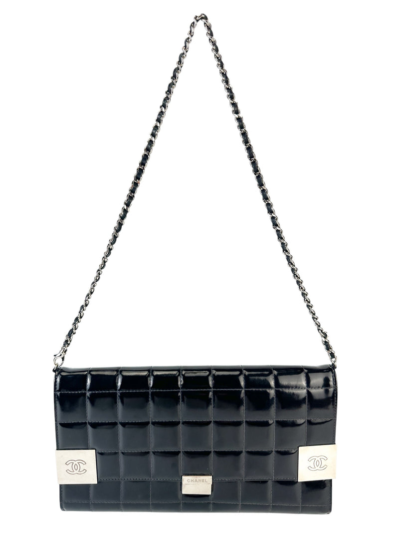 Chanel Black Patent Chocolate Bar Shoulder Bag