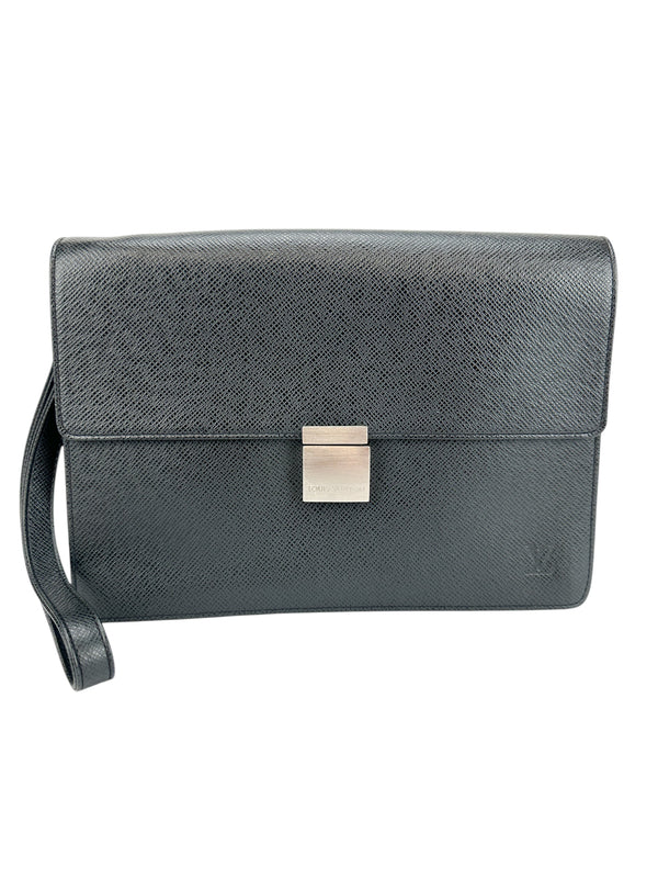 Louis Vuitton Black Taiga Selenga Clutch/Wristlet