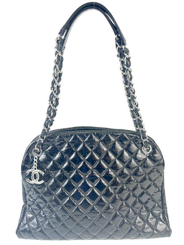 Chanel Vintage Black Patent Leather Madamoiselle Bag