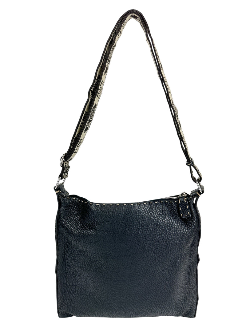 Fendi Black Leather Sellaria Crossbody Bag