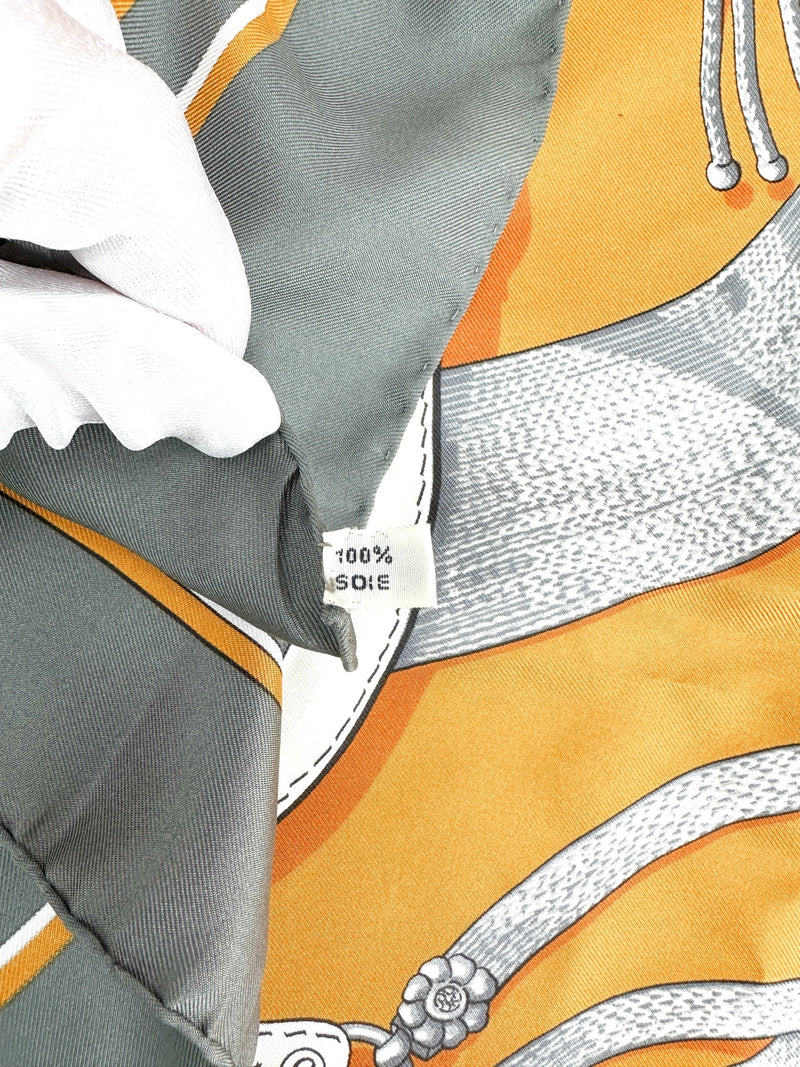 Hermès Orange Gaucho Par Harness 90cm Scarf