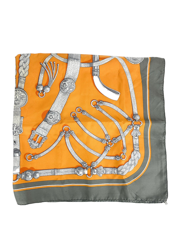 Hermès Orange Gaucho Par Harness 90cm Scarf