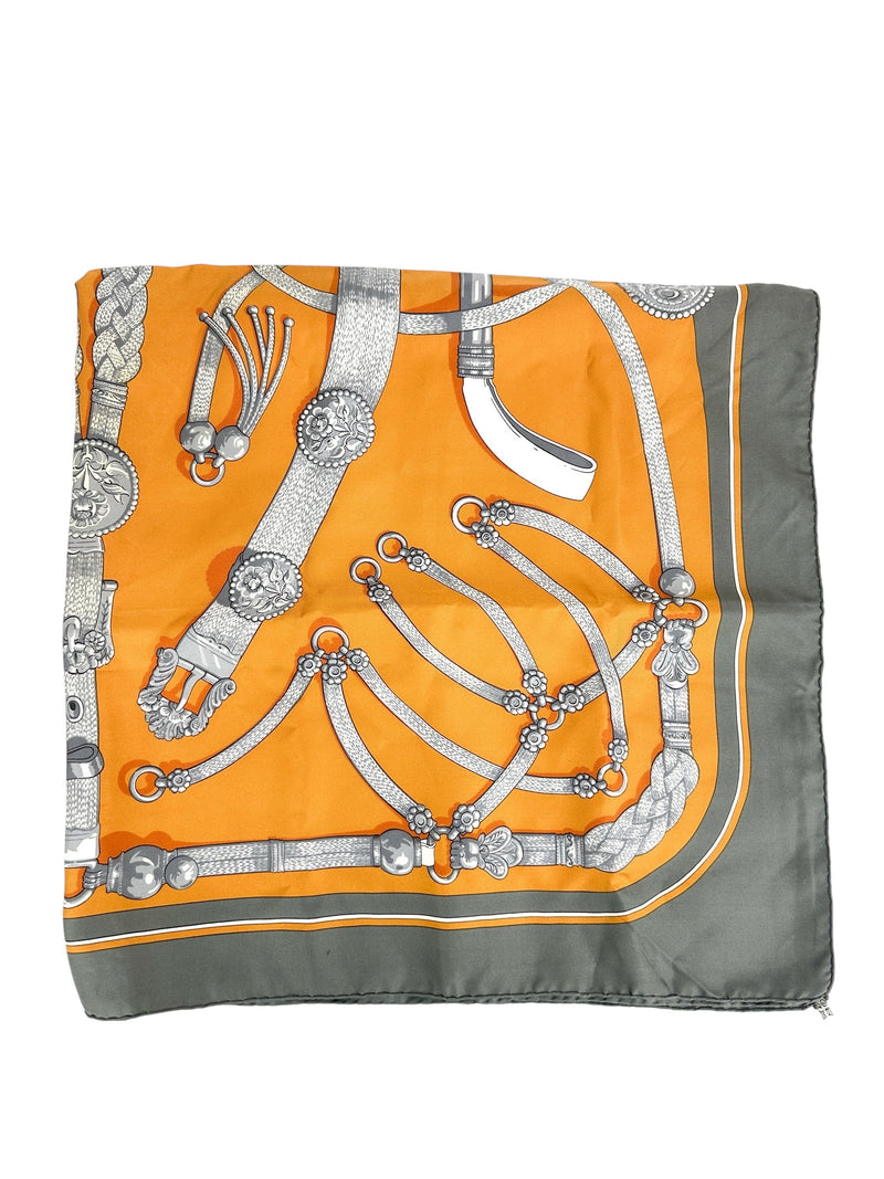 Hermès Orange Gaucho Par Harness 90cm Scarf