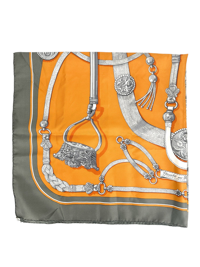 Hermès Orange Gaucho Par Harness 90cm Scarf