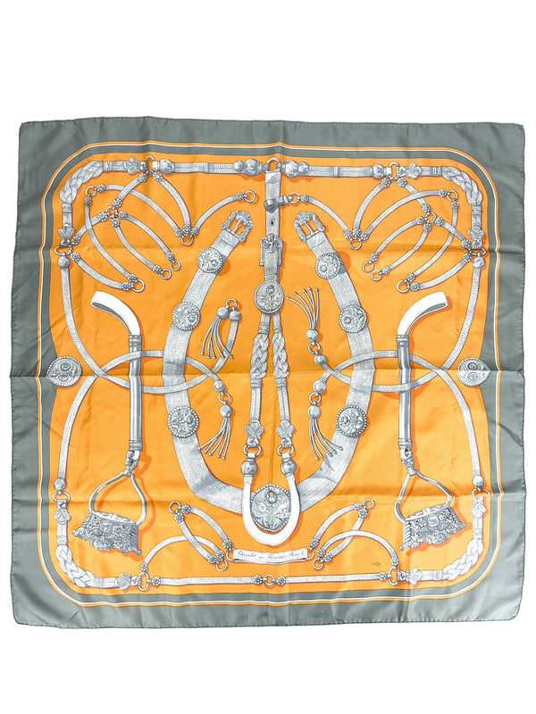 Hermès Orange Gaucho Par Harness 90cm Scarf