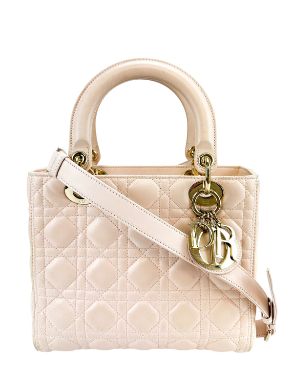 Christian Dior Medium Pink Cannage Lady Dior Bag