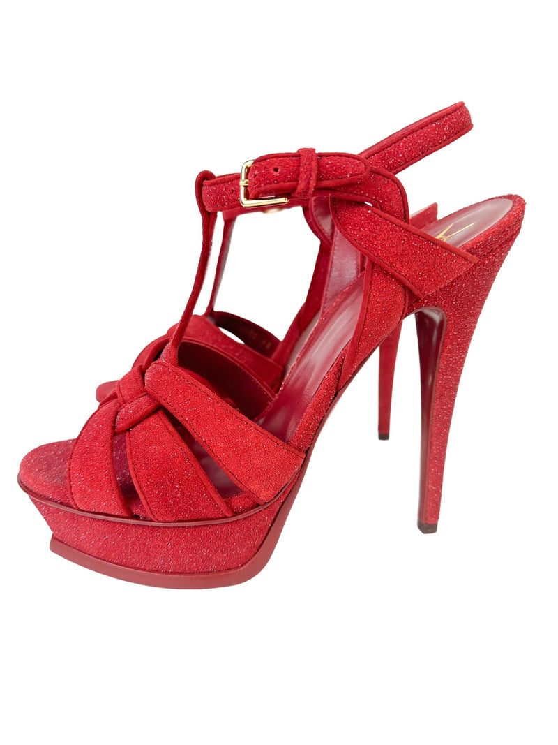 Saint Laurent YSL Limited Edition Red Tribute Platform Heels Size 39