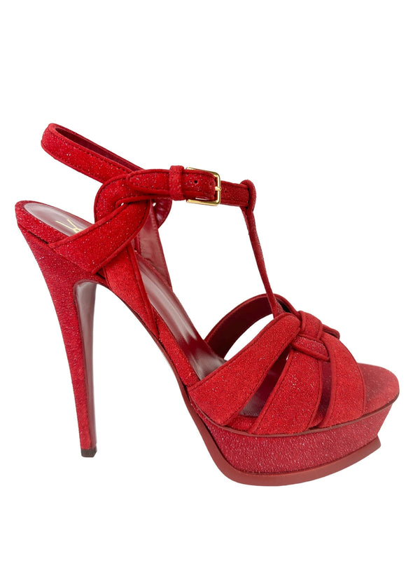 Saint Laurent YSL Limited Edition Red Tribute Platform Heels Size 39