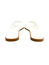 Hermès White Oran Leather Slides Size 36.5