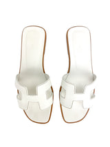 Hermès White Oran Leather Slides Size 36.5