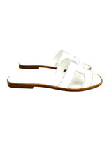 Hermès White Oran Leather Slides Size 36.5