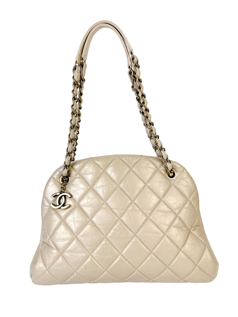 Chanel Beige Quilted Lambskin Mademoiselle Bag