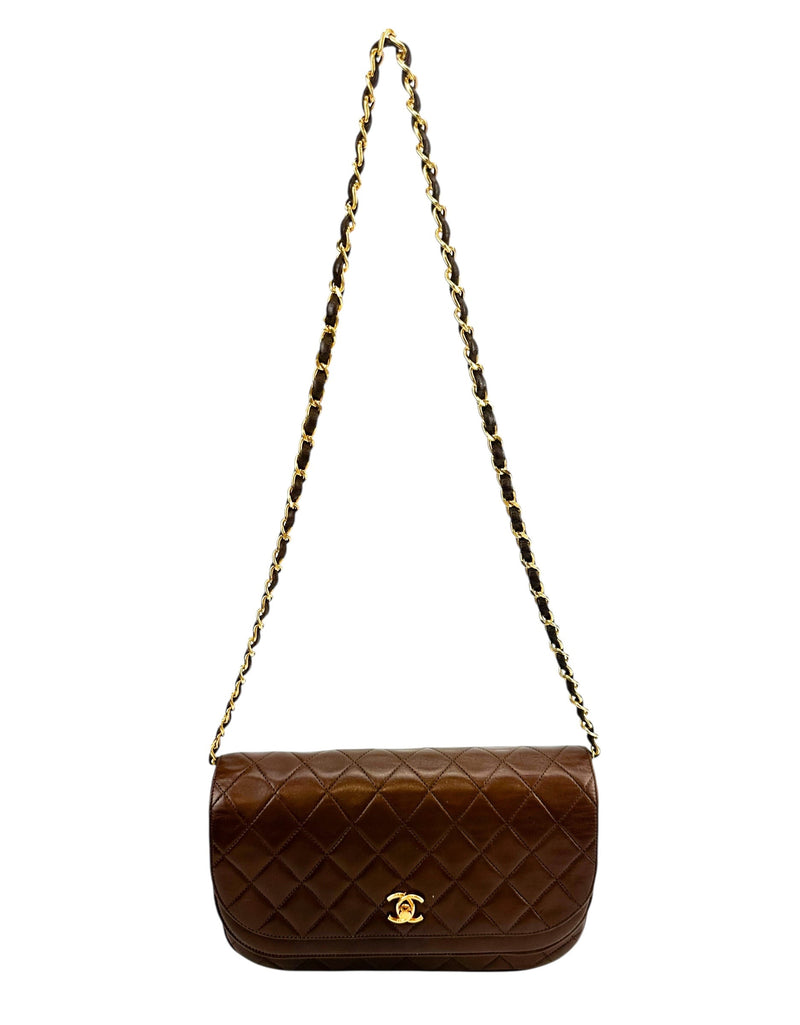 Chanel Vintage Brown Lambskin Double Flap (Full Set)