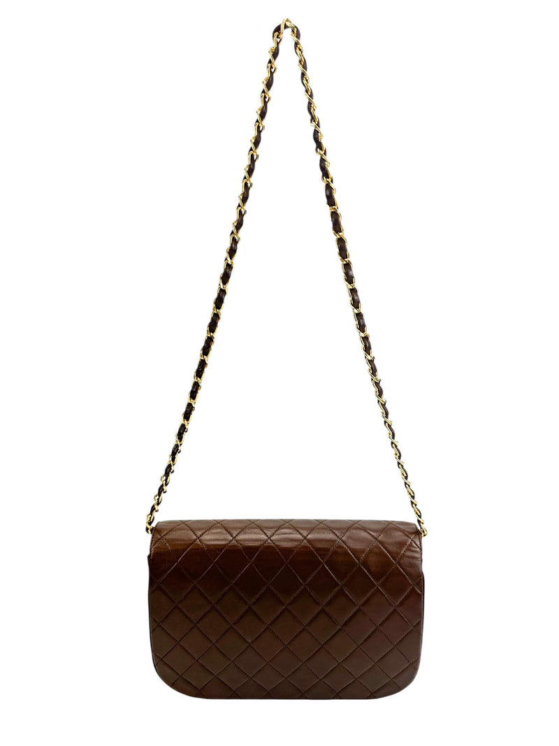Chanel Vintage Brown Lambskin Double Flap (Full Set)