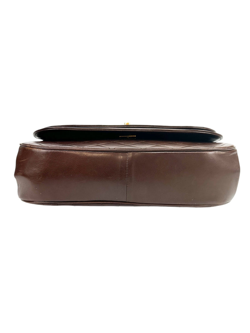 Chanel Vintage Brown Lambskin Double Flap (Full Set)