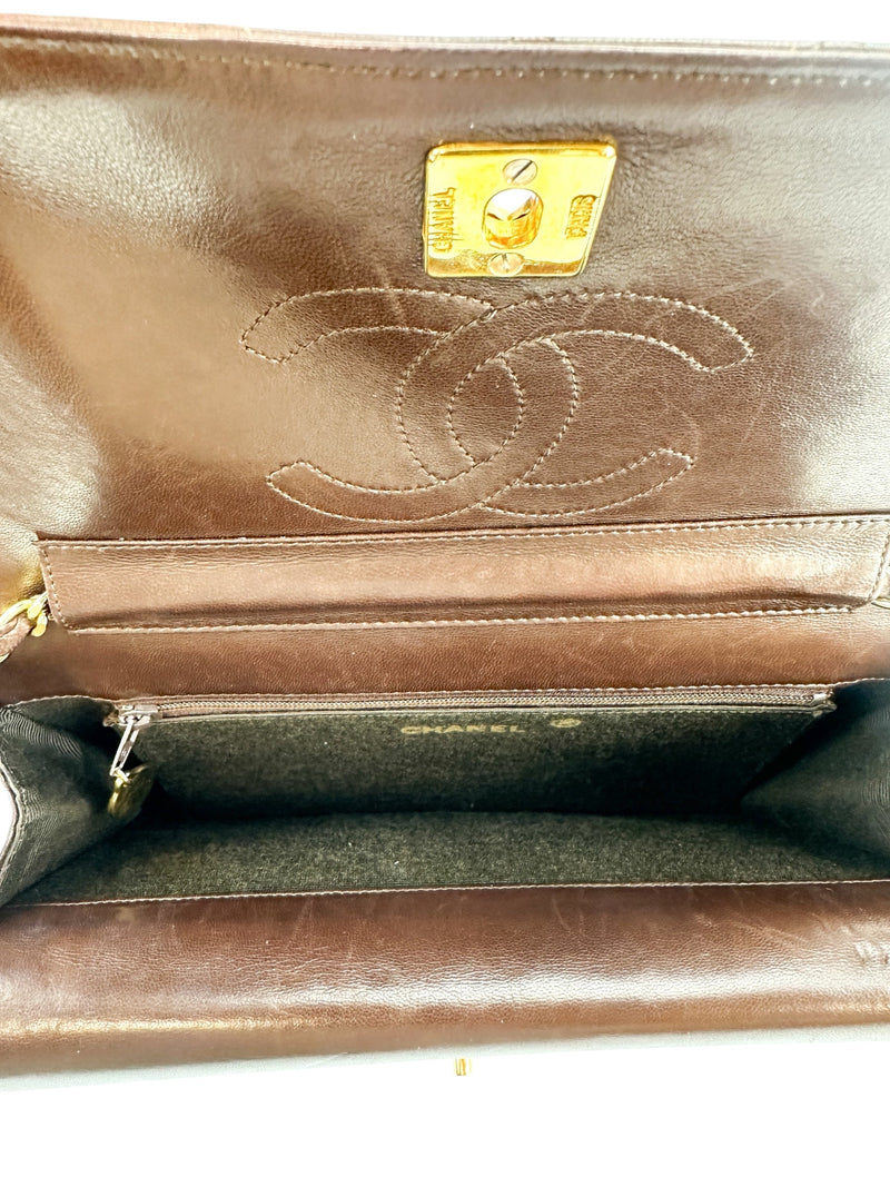 Chanel Vintage Brown Lambskin Double Flap (Full Set)