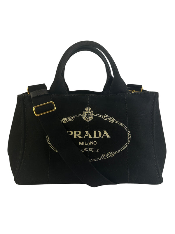 Prada Large Black Canapa Tote