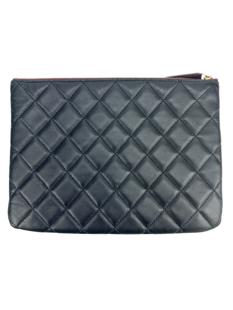 Chanel Black Quilted Lambskin O Case/Clutch Medium