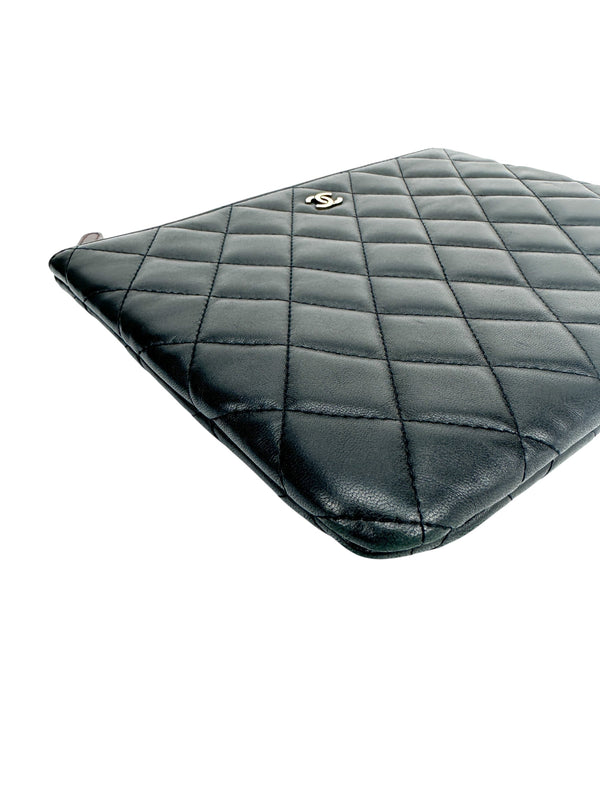 Chanel Black Quilted Lambskin O Case/Clutch Medium