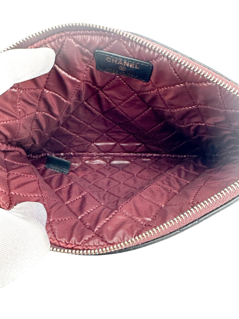Chanel Black Quilted Lambskin O Case/Clutch Medium