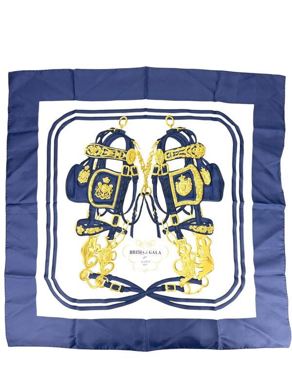 Hermes Navy Blue Brides de Gala 90cm Scarf