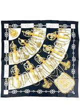 Hermes Black Gold Cliquetis 90cm Scarf